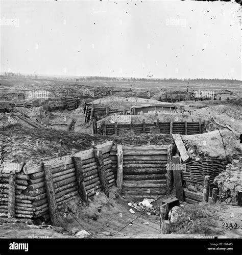 CIVIL WAR: FORTIFICATIONS. /nConfederate fortifications with chevaux-de ...