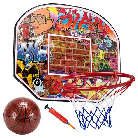 12in Urban Graffiti Mini Hoop with Ball and Pump | Mini basketball hoop ...