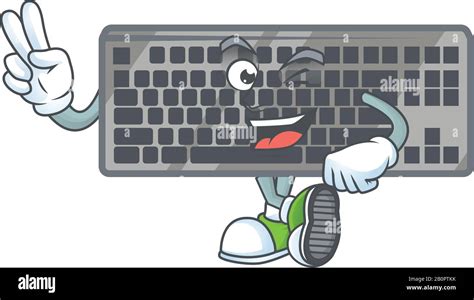 Cute cartoon mascot picture of black keyboard with two fingers Stock ...