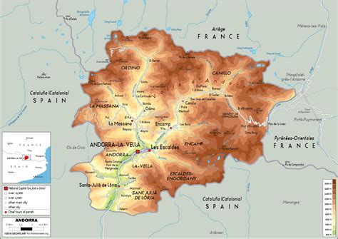 Large size Physical Map of Andorra - Worldometer