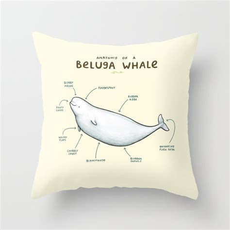 Anatomy of a Beluga Whale Throw Pillow by Sophie Corrigan | Society6