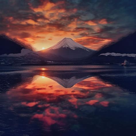 Sunrise over mt fuji | Premium AI-generated image