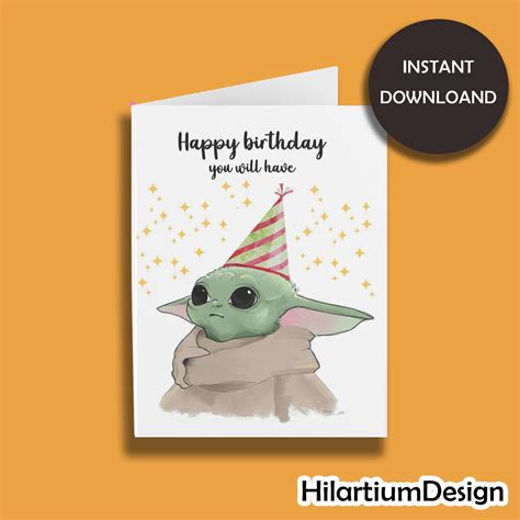 Baby Yoda Birthday Card Instant Download Birthday Card - Etsy