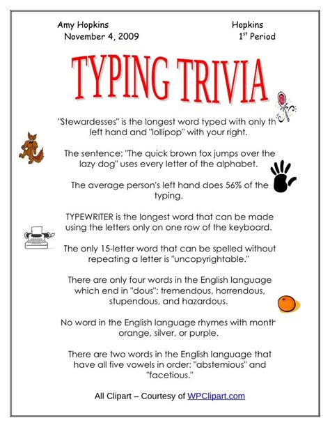 Typing Trivia -Keyboarding Practice