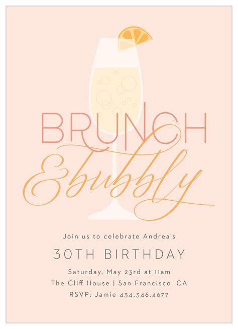 Bubbly Brunch Milestone Birthday Invitations by Basic Invite