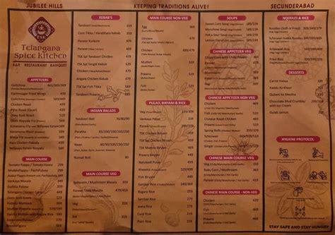 Menu at Telangana Spice Kitchen, Secunderabad