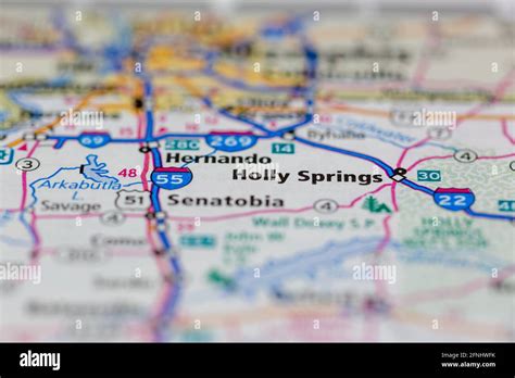 Holly Springs Mississippi USA shown on a Geography map or road map ...