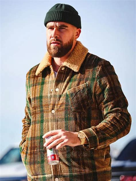 Travis Kelce Brown Plaid Corduroy Jacket