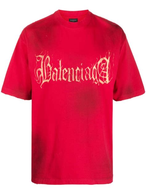 Balenciaga Red Logo-print Cotton T-shirt | WHAT’S ON THE STAR?