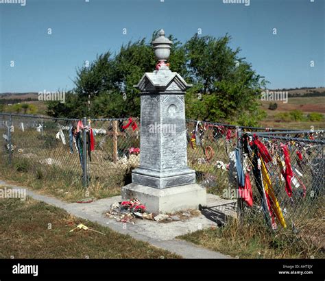 1890 battle of Wounded Knee monument in cemetery Pine Ridge reservation ...