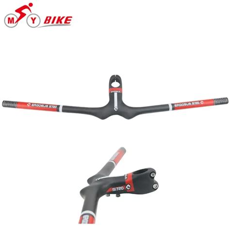 ERGOSUM Flat Integrated with Stem Mountain Carbon Handlebar MTB Bicycle ...