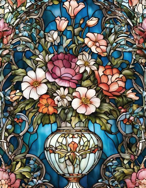 Flowers Tiffany Stained Glass Free Stock Photo - Public Domain Pictures
