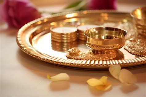 Premium AI Image | traditional Diwali puja thali