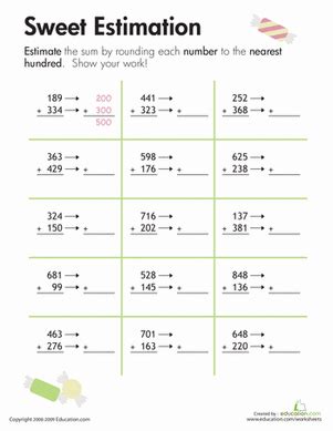 Estimating Sums Worksheet