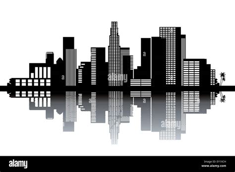 Los Angeles Skyline Silhouette Outline