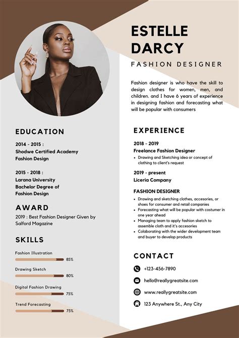 Brown White Corporate Fashion Designer Resume - Templates by Canva | Resume design, Fashion ...