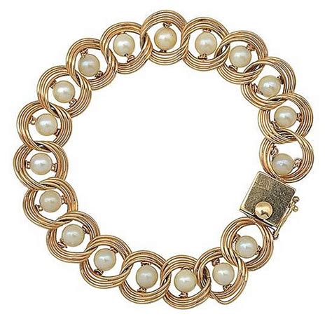 14ct Gold & Cultured Pearl Bracelet - Elegant Design - Bracelets/Bangles - Jewellery