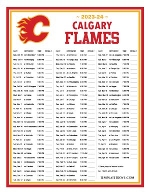 Printable 2023-2024 Calgary Flames Schedule