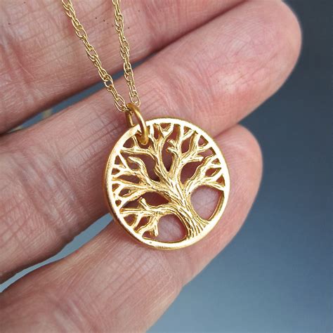 24K Matte Gold Plated Sterling Silver Small Tree of Life Pendant #KJTL-3 « Kidney Jewelry ...