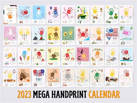 2023 Mega Handprint Calendar, Handprint Art Craft DIY Gift Child Baby ...