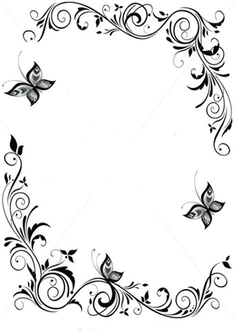 butterfly borders designs black and white - Google Search | Page borders design, Clip art ...