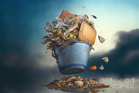 Garbage trash can scattered in city street Digital Art by Benny Marty - Fine Art America