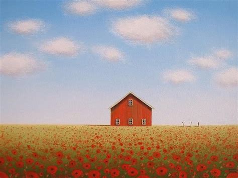 surreal midwest landscape - Google Search | Red poppy painting, Barn painting, Original ...