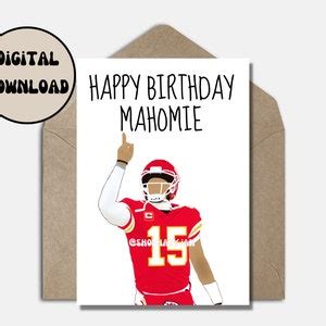 Patrick Mahomes Birthday Card Greeting Kansas City Chiefs Funny Cartoon ...