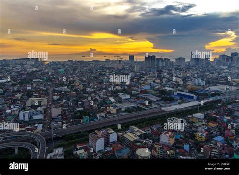 beautiful sunset and skyline sunset in metro manila , philippines Stock ...