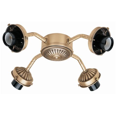 Hunter 4-Light Antique Brass Incandescent Ceiling Fan Light Kit at Lowes.com