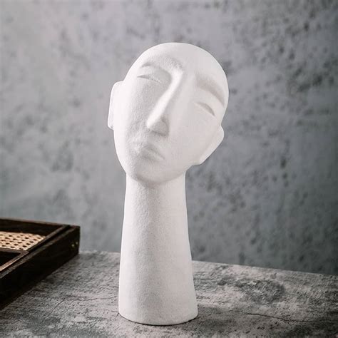 Resin Bust Statue,Abstract Head Sculpture,Gray Large Statue For Office ...