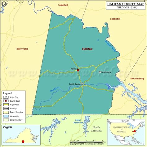 Halifax County Map, Virginia