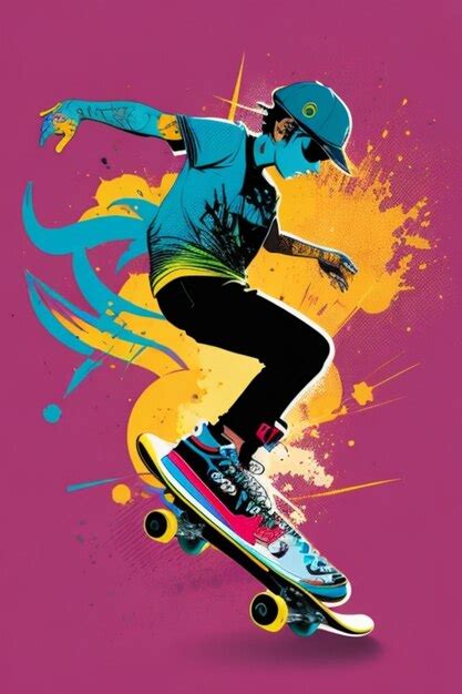 Premium AI Image | skateboard vector art