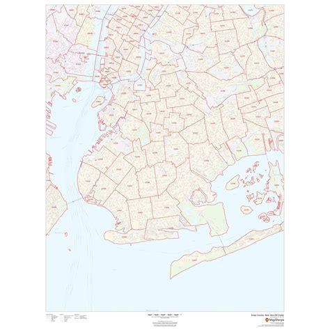 Kings County, New York - Zip Codes by Map Sherpa - The Map Shop