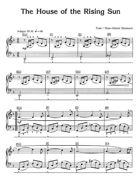 HOUSE OF THE RISING SUN Easy Piano Sheet music | Easy Sheet Music