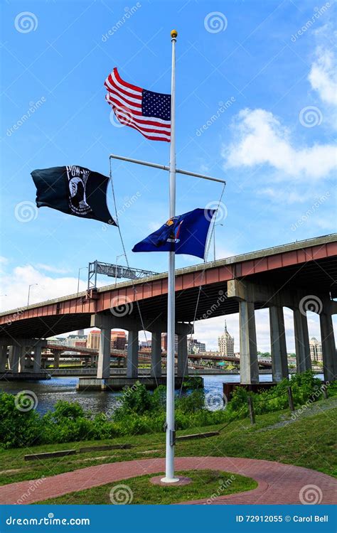 American Flag Half Mast for Orlando Shooting Victims Editorial Image - Image of news, river ...