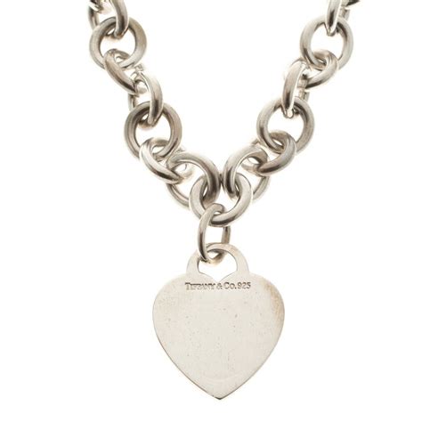 Tiffany & Co. Plain Heart Tag Silver Chain Link Necklace Tiffany & Co ...