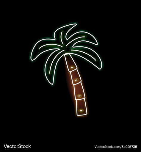 Neon sign palm on black background fluorescent Vector Image