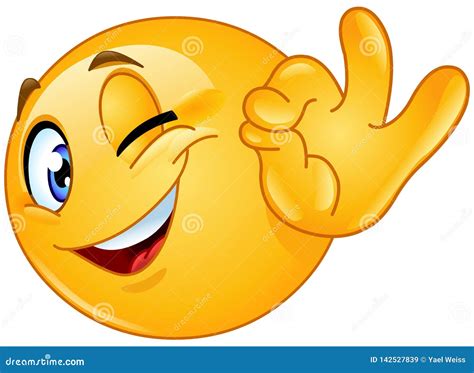 Ok sign winking emoticon stock vector. Illustration of satisfaction - 142527839