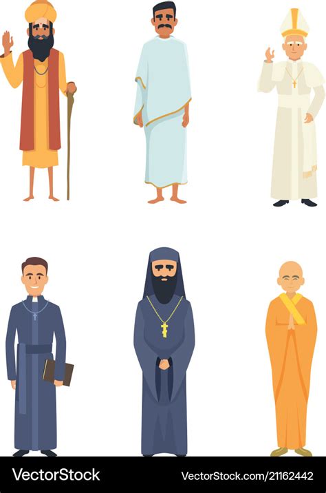 Different religion leaders cartoon characters Vector Image