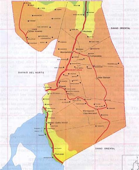 Map of Compostela Valley Province, Philippines