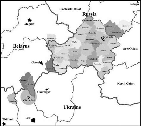 Map of raions of the Bryansk Oblast, RF and other areas of interest ...