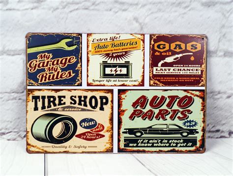 Retro Garage Sign Vintage Tin Signs Metal Poster Home Garage Wall Decor ...