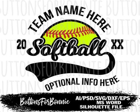 Softball Svg Vector Emblem Logo Template Softball Team - Etsy