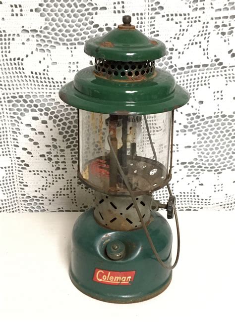 Vintage 1959 Coleman Fuel Lantern Model 220E with Original Globe, Camping Lantern Light