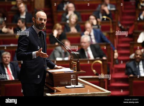 French Prime Minister Edouard Philippe gives a speech at the French ...