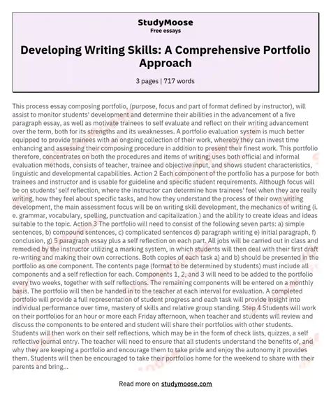 Developing Writing Skills: A Comprehensive Portfolio Approach Free ...