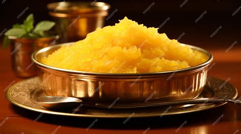 Premium AI Image | Indian food Dal halwa in a plate on yellow