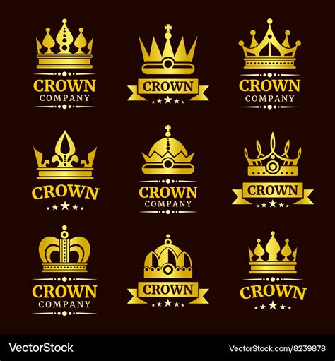 Luxury crown logo set Royalty Free Vector Image