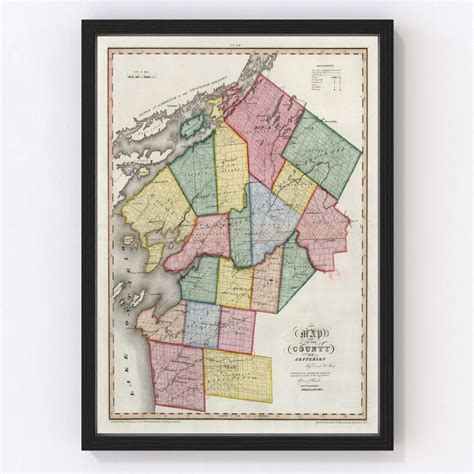 Vintage Map of Jefferson County, New York 1840 by Ted's Vintage Art